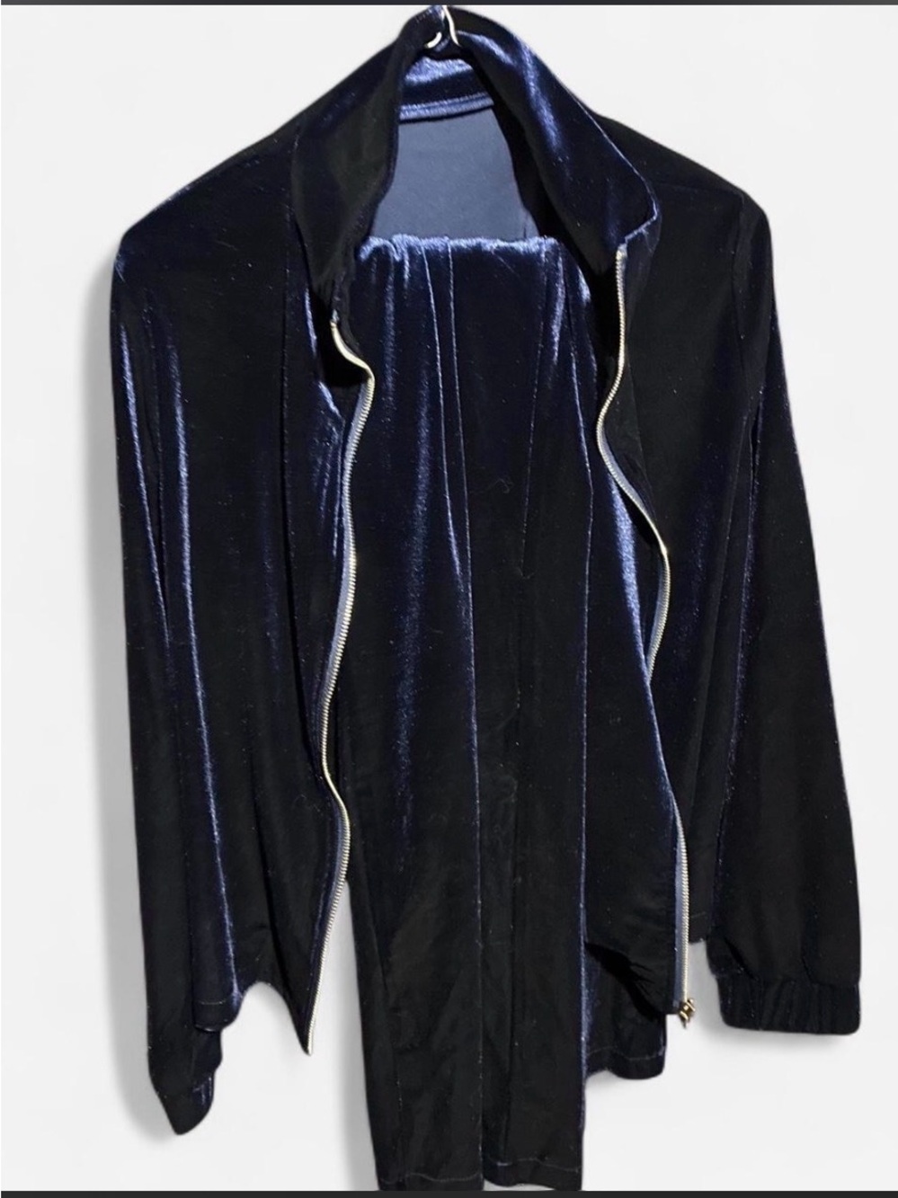 Velvet Zip-Front Jacket and pants set
